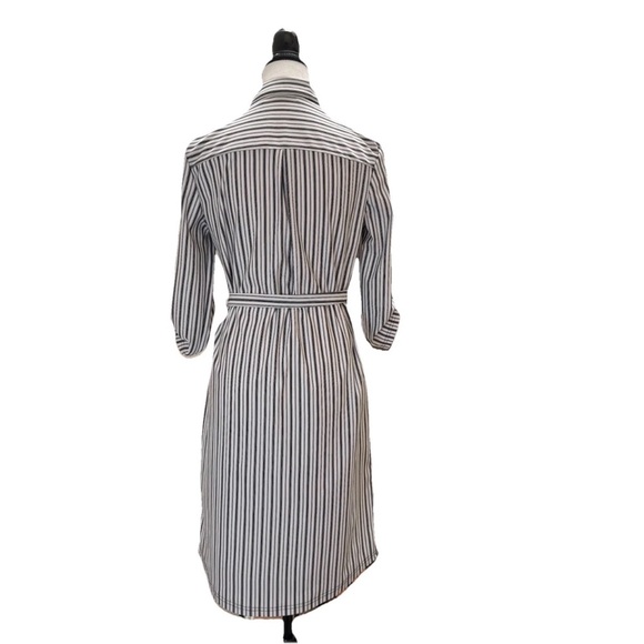 Mlle Gabrielle Shirt Dress Women’s Size S Striped Button Down Roll Tab Sleeve - Picture 4 of 6